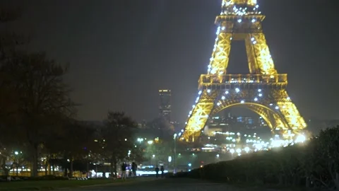 Twinkling Lights Of The Eiffel Tower In Paris, France Stock Footage 158608174