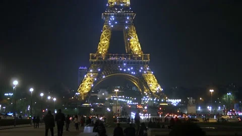 Twinkling Lights Of The Eiffel Tower In Paris, France Stock Footage 158608341