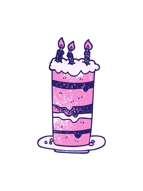 Twinkling stars effect animation of a doodle of a birthday cake Stock Footage 324409747