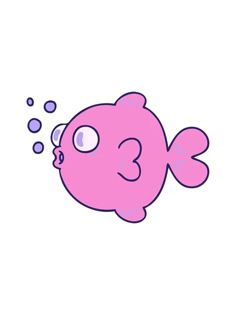Twinkling stars effect animation of hand drawn fun cartoon fish Stock Footage 324130975