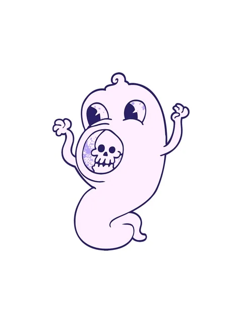 Twinkling stars effect animation of spooky cartoon doodle ghost Stock Footage 324418136