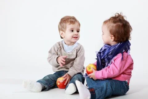 Twins with apples Foto stock