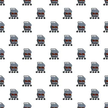 Twins double baby stroller pattern seamless background Stock Illustration