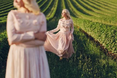 Twins in the field Stock Photos