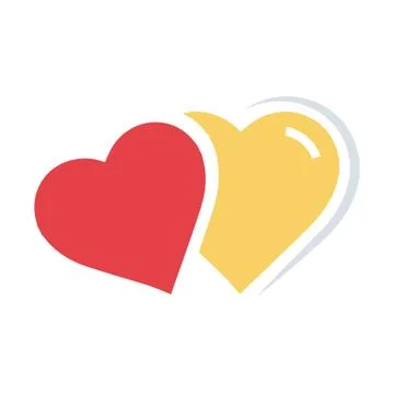 Twins Flat color Vector Heart Icon Stock Illustration