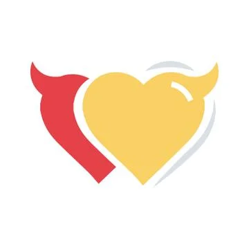 Twins Heart of Devil love flat icon Stock Illustration