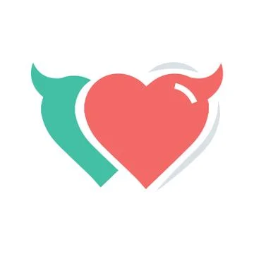Twins Heart of Devil love red and green color Stock Illustration