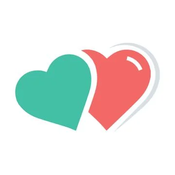 Twins Vector Heart Icon Red and green color Illustrazione stock