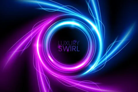 Twirl Light Circle Effect on Dark Background, Vector Illustration Stock Illustration