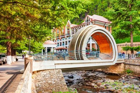 Twirl or Mobius Loop Bridge, Borjomi Stock Photos