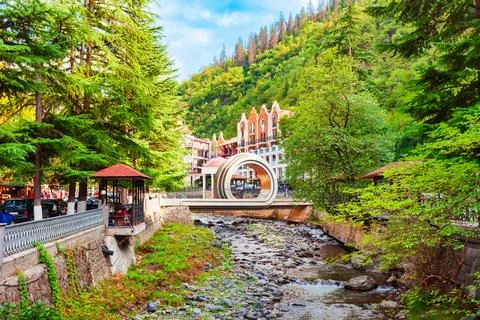 Twirl or Mobius Loop Bridge, Borjomi Stock Photos
