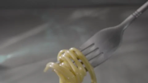 Twirled Spaghetti on a Fork. Stock Footage 288044566