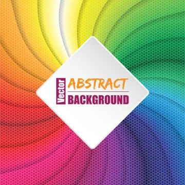 Twirling rainbow square background with hexagon elements Stock Illustration