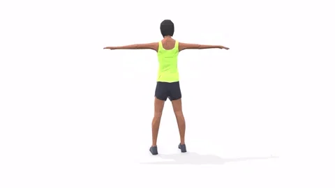 Twist down dark Woman exercise animation Stock Footage 146728186