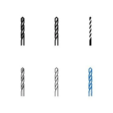 Twist drill bit color forms icon vector Stock Illustration
