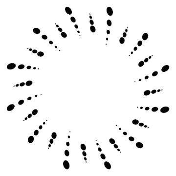 Twist, spiral shape with circles. Rotating dotted element. Abstract grayscale Illustrazione stock