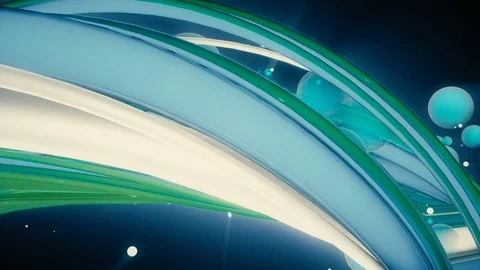 Twisted 3D abstract lines with mirror balls animation Stock Footage 72113836