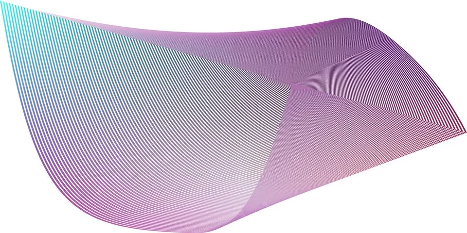 Twisted 3d mesh surface made of purple and cyan gradient lines Stock Illustration
