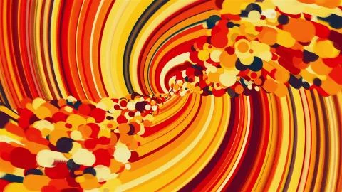 Twisted abstract element from colored lines and particles, computer generated Stock-Illustration