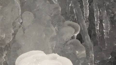 Twisted and Bizarre Frozen Waterfall Dripping Formation Stock Footage