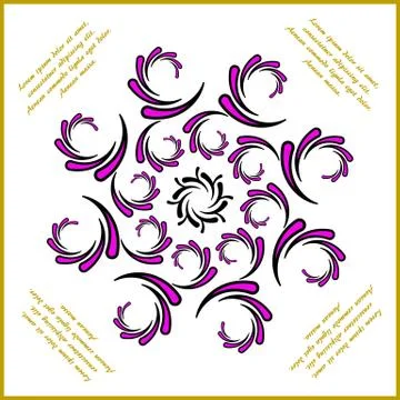 Twisted and curwed violet pattern with text Stock Illustration