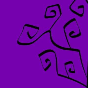 Twisted Black Halloween Tree Branches on Purple Background Stock Illustration