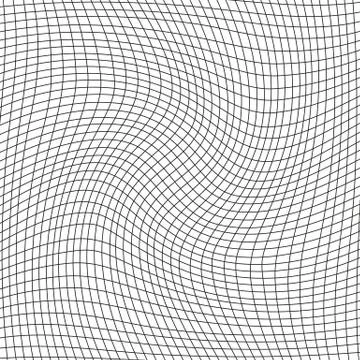 Twisted black net on white background, warp lines, simple background, monochr Stock Illustration
