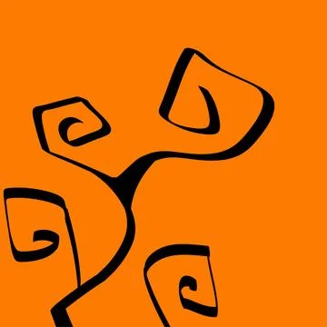 Twisted Black Tree Branches on Orange Halloween Background Stock Illustration