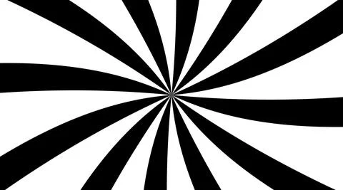 Twisted black Vector Background on white, psychedelic spiral with radial rays Stock Illustration