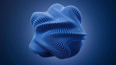 Twisted blue bead particle shape abstract 3D render Иллюстрация