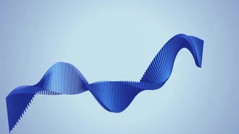 A twisted blue ribbon wave rotates in a seamless loop Stock Footage 341070592