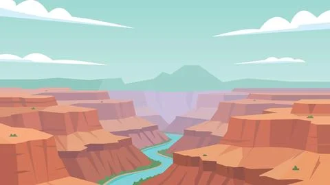 Twisted Branches Guarding Silent Canyon Edge Flat Design Иллюстрация