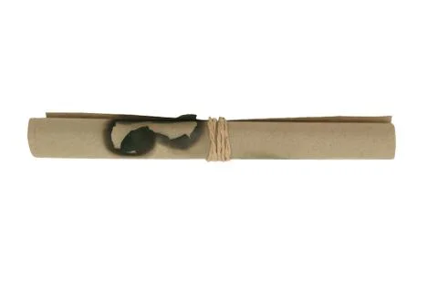 Twisted burned beige scroll paper Stock Photos