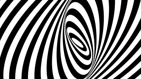 Twisted circle black and white optical illusion Moving Around in Spiral Stock Footage 127981477