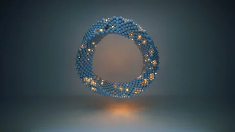 Twisted circle of glowing spheres loopable 3D render animation 4k UHD 3840x2160 Stock Footage 108667221
