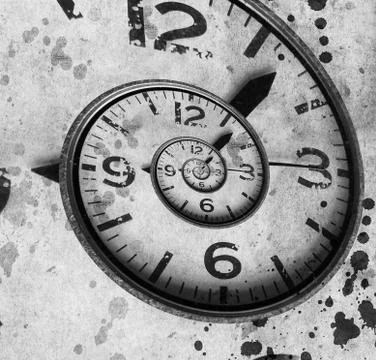 Twisted clock face. Time concept Stock Illustration