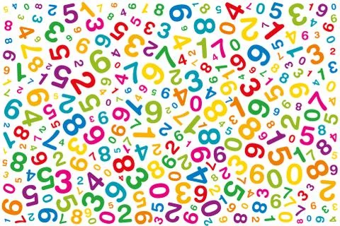 Twisted colored numbers on white background Stock Illustration