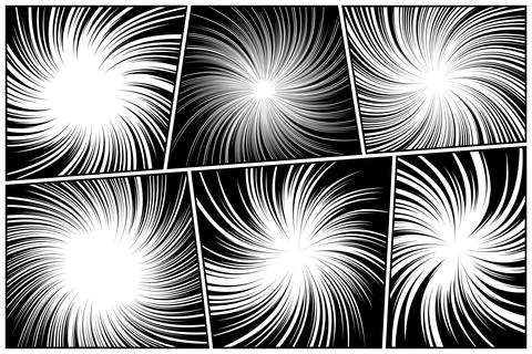Twisted comic book radial rays, lines. Comics background with motion, speed イラスト素材