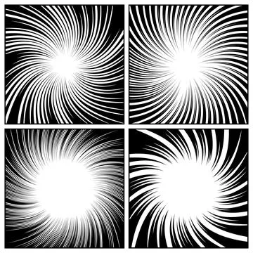Twisted comic book radial rays, lines. Comics background with motion, speed Stock-Illustration