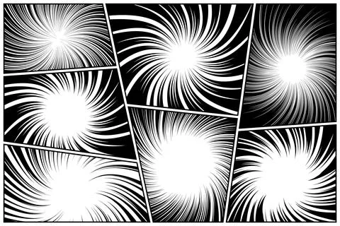 Twisted comic book radial rays, lines. Comics background with motion, speed イラスト素材