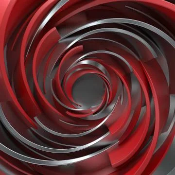 Twisted concentric shapes. Rotated elements with random sizes with reflective Stock Illustration