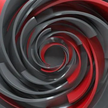 Twisted concentric shapes. Rotated elements with random sizes with reflective Stock Illustration