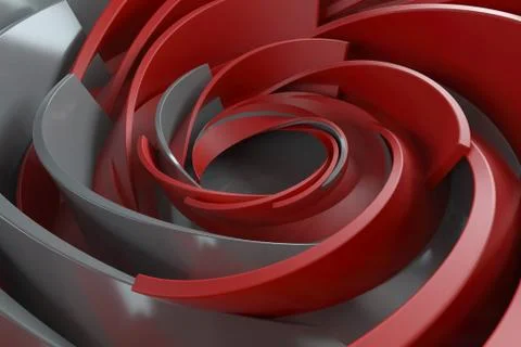 Twisted concentric shapes. Rotated elements with random sizes with reflective Stock Illustration