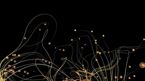 Twisted cosmic lines or strings in the black space. Beautiful swirls, bright Stock Illustration