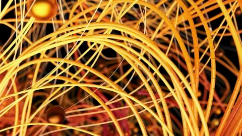 Twisted cosmic lines or strings in the black space. Beautiful swirls, bright Stock Illustration