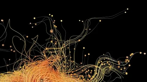 Twisted cosmic lines or strings in the black space. Beautiful swirls, bright Stock Illustration