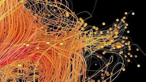 Twisted cosmic lines or strings in the black space. Beautiful swirls, bright Stock Illustration