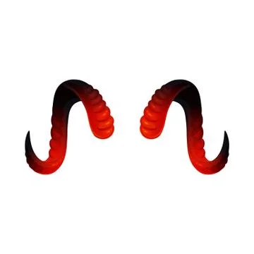 Twisted devils horns in red and black realistic vector illustration isolated. Stock Illustration