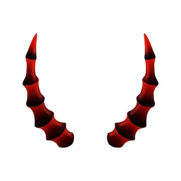 Twisted devils horns in red and black, realistic vector illustration isolated. Stock Illustration