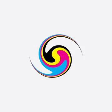 Twisted distorted ink cmyk print icon logo Stock-Illustration